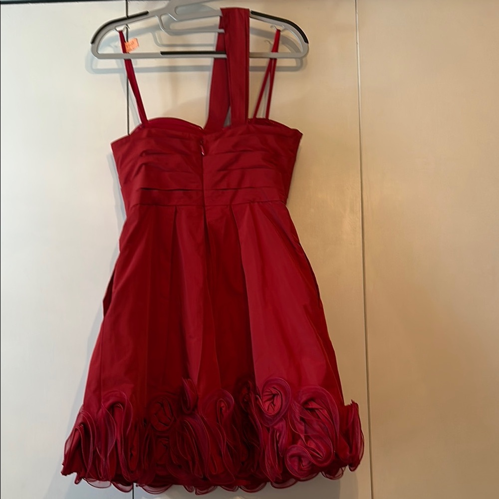 BCBGMaxAzria Red Ruched Ruffled One Shoulder Dress - Picture 2 of 5